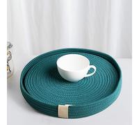 Art PineCone Round Placemats Set of 4, Blue Decorative Table Mats-Woven Cotton Rope Chargers for Dinner Plates, Non-Slip, Heat Resistant Table Decor, Boho Farmhouse Kitchen Decor (Soft Blue, 13 inch)