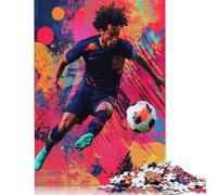 Art Plays Football Paper Jigsaw Puzzle for Adults 1000 Piece Puzzles for Teenagers Creative Jigsaw Puzzles Family Challenging Games Toys 1000pcs (38x26cm)
