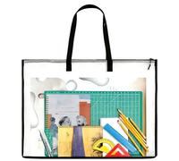 Art Portfolio Bags, Waterproof Art Folder, 19 x 25In Arts/Storage Bag with Handle and Zipper, Handheld Exam Bag, Clear Mesh Storage Bags for Paintings Homework File Storage Scrapbook Sewing knitting