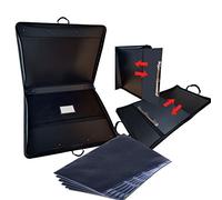 Art Portfolio Carry Case by Zieler. Ideal as a Presentation case (with Rings) or a Carry case (Without Rings). Padded Nylon Exterior, 2 Internal Pockets & Shoulder Strap Plus 5 Portfolio Sleeves (A3)