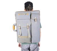 Art Portfolio Case, Artist Backpack Canvas Bag Large Art Bag Outdoor Sketch Board Bag Backpack Traveling Outdoor Portfolio Case for Drawing Sketching Painting 66 x 50cm (Grey)