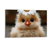 Art Poster of A Chicken with A Sunflower on Its Head Poster Vintage Art, Wall Canvas, Decoration Aesthetic, Living Room, Kids Room Dormitory, Cafe, Bathroom, Suitable for Bedroom, Gym, Cool Classic 20