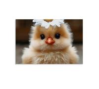 Art Poster of A Chicken with A Sunflower on Its Head Poster Vintage Art, Wall Canvas, Decoration Aesthetic, Living Room, Kids Room Dormitory, Cafe, Bathroom, Suitable for Bedroom, Gym, Cool Classic 08