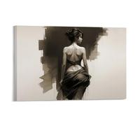 Art Poster of A Painting of A Girl Standing Against A Wall Poster Vintage Art, Wall Canvas, Decoration Aesthetic, Living Room, Kids Room Dormitory, Cafe, Bathroom, Suitable for Bedroom, Gym, Cool Clas