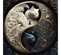 Art Pre Printed Cross Stitch Kits for Adults Beginners, Full Embroidery Cotton Thread 11CT Printed Tai Chi Yin Yang Cross Stitch Kit