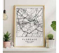 Art Print Florence city map Nordic style black and white. A3 size poster Printed paper No 250 gr. Paintings, prints and posters for living room and bedroom