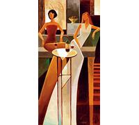 ART-PRINT-on-matte-paper-220gr- Les Sirens Mallett Keith - Figurative vertical Image Yellow Orange White Brown Green Club Bar Contempor Fine art Print 49_X_24_in