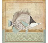 ART-PRINT-on-matte-paper-220gr- Vintage Fish IV Medley Elizabeth - Coastal square Image vintage fish coastal nautical sea life fins teal c Fine art Print 18_X_18_in