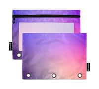 Art Print Pencil Pouch for 3 Ring Binder Abstract Vivid Gradient Colors Zipper Binder Pencils Bags School Clear Binders Pockets Transparent 9.8" x 7.1", 2 Packs