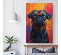 Art Print Pug Portrait with Colorful Splashes Animal Dog Pet Portrait Pop Art Style Bedroom Wall Decor Painting Modern Room Kitchen Canvas Photo Prints Canvas Wall Art Gifts Women Men 12x18inch(30x45c