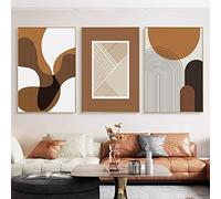 Art Print Set of 3 Abstract Wall Art Geometric Poster Nordic Color Block Brown Orange Pictures Canvas Paintings Wall Art for Bedroom Living Room Decor-30x50cm(No Frame)