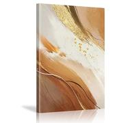 Art Prints 1 Pieces Brown and White Abstract Posters and Picture Wall Art Modern Minimalist Canvas Wall Artwork Painting for Living Office Room Decor 70 x 50 cm (28 x 20 inch) With Frame