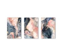 Art Prints-3 Pictures Set-Abstract Pink Ink Painting Wall Art Luxury Gold Foil Marble Texture Poster Print Canvas Picture for Living Office Bedroom Room Decoration-60 * 80cm (No Frame)