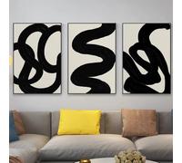 Art Prints-3 Pieces Abstract Shapes Illustrations Poster Beige And Black Prints Minimalist Modern Boho Vinatge Art Canvas Painting Living Room Office Home Decoration-60 * 90cm (No Frame)