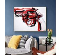 Art Prints Framed Andy Warhol Abstract Painting Gun Wall Pictures for Living Room Pop Art Canvas Prints and Posters Home Decor 80x120cm(31x47in) with frame