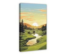 Art Prints of A Golf Course Landscape at Sunrise Canvas Poster Bedroom Decor Landscape Office Room Decor Gift 12x18inch(30x45cm)