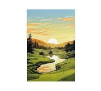 Art Prints of A Golf Course Landscape at Sunrise Canvas Poster Wall Art Decor Print Picture Paintings for Living Room Bedroom Decoration 12x18inch(30x45cm)