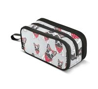 Art Prints Pencil Case Zipper Pouch Large Classroom Pen Bag Boys Stationery Kids Organizer School Supply Cute French Bulldogs White Dots Pencil Bags Storage 8.86x3.54x4.33in