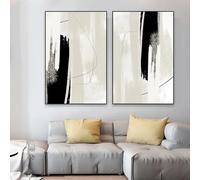 Art Prints-Set of 2 Black Beige Cream Grey Poster Neutral Painting Print Poster Abstract Art Canvas Painting Pictures for Living Kitchen Office Home Decoration-60 * 80cm (No Frame)