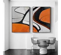 Art Prints-Set of 2 Modern Minimalist Orange Wall Art Prints Abstract Canvas Paintings Prints Poster Picture Living Room Kitchen Office Home Decoration-60 * 80cm (No Frame)