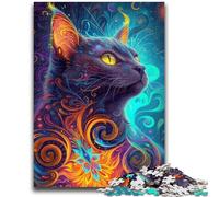 Art Psychedelic Cat Jigsaw Puzzles for Teenagers 1000 Piece Puzzle,Decompressing Intellectual Educational Toy Secret Santa Gifts (50x75cm)