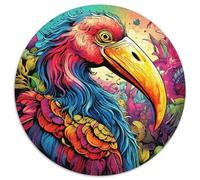 Art Psychedelic Flamingo Adult Jigsaw Puzzles 1000 Pieces Round Jigsaw Puzzle 1000 Pieces Skill Level Beginner, Great for Birthday (67.5x67.5cm)