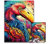 Art Psychedelic Flamingo Jigsaw Puzzle 1000 Pieces Impossible Jigsaw Puzzles for Adults Colorful Home Decor & Interactive Family Game, 50x75CM/19.68x29.52inch
