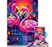 Art Psychedelic Flamingo Jigsaw Puzzles for Teenagers 1000 Piece,Learning Educational Toys Family Games Birthday Present,Gifts (50x75cm)