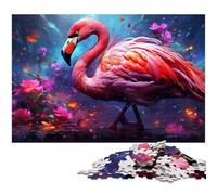 Art Psychedelic Flamingo JigsawPuzzle 1000 Pieces for Adults cardboard Jigsaw Puzzles for Adults Ideal DIY Decor & Brain Teaser Gift 26X38CM/10.23x14.96inch