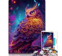 Art Psychedelic Owl Jigsaw Puzzles for Adults 1000 Piece,Stress Reliever Difficult Challenge Deal As Gifts for The Whole Family (38x26cm)