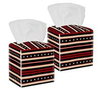 Art Red American Stripe Sustainable Bamboo Tissue Box Cover for Modern Home Decor