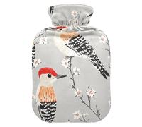 Art Red - Bellied Woodpecker Birds Gray Travel hot Water Bottle with Soft Cover, 2L Water Bags for (Scenario), (Scenario), (Scenario)