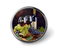 Art Red Wine Galsses & Grapes Badge Holder Exquisite Round Badge with Picture Pin DIY Button Badges Personalized Metal Button Pin Fashion Brooch Crafts Gifts Clothes Decorative Pins