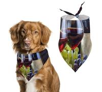 Art Red Wine Galsses & Grapes Dog Bandana Triangle Dog Scarf Washable Polyester Dog Bibs Cute Pet Bandana for Medium Large Dogs Puppy and Cats