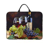 Art Red Wine Galsses & Grapes Laptop Case 14 Inch Laptop Sleeve Computer Carrying Bag Shockproof Protective Notebook Case Portable Laptop Bag Waterproof Briefcase Bag for Men Women