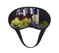 Art Red Wine Galsses & Grapes Sleep Mask for Side Sleeper, Blackout Eye Mask for Women Men, Zero Pressure Sleeping Masks Soft Breathable Eye Cover Comfortable Blindfold Eyeshade for Night Sleep