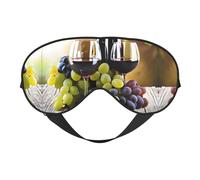 Art Red Wine Galsses & Grapes Soft Eye Mask Comfortable Sleep Mask with Adjustable Strap Breathable Fabric for Home Travel Camping & More