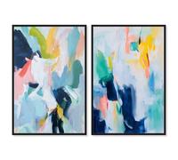 Art Remedy Blush Boho Minimalist Pair Set Canvas Blue Wall Art, Black Frame, 16 x 24