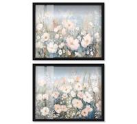 Art Remedy Blush Pink Dreamscape Set Shadowbox Floral Abstracts, Black Frame, 20 x 16