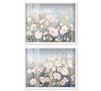 Art Remedy Blush Pink Dreamscape Set Shadowbox Floral Abstracts, White Frame, 24 x 20