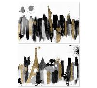 Art Remedy Glamorous New York Nights Set Acrylic Abstract Wall Decor, Ready to Hang, 30 x 20