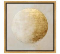 Art Remedy Like An Embossed Moon Canvas Elegant White Gold Wall Art, Gold Frame, 20" x 20"