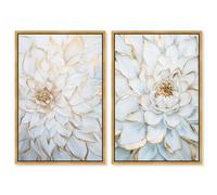 Art Remedy Lustre Within the Bloom Framed Canvas Print Modern Floral Art Set, Gold Frame, 20 x 30