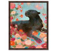 Art Remedy Panther Paradise Framed Canvas Print Animal Wall Decor, Walnut Frame, 20 x 24