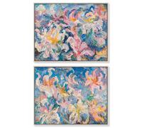 Art Remedy Pastel Riot: Modern Boho Vibes Set Canvas Floral Abstracts, Silver Frame, 20 x 16