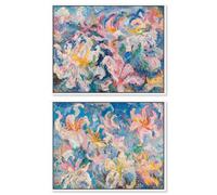 Art Remedy Pastel Riot: Modern Boho Vibes Set Canvas Floral Abstracts, White Frame, 20 x 16