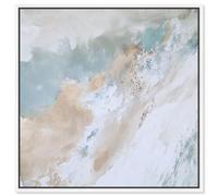 Art Remedy Sandy Mirage Canvas Blue Abstract Art, White Frame, 30 x 30