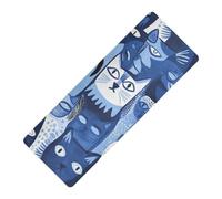 Art Russian Blue Cats Blue printed outdoor yoga mat for gym, natural rubber non slip, with yoga mat storage tapete para ejercicio 71x26 inches