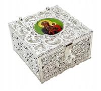 Art Sacrum Ajour Metal Rosary Tin - Silver, 4.5 × 4.5 cm, Elegant Case for Keeping Rosary Safe