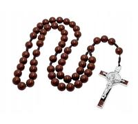 Art Sacrum Large Brown Plastic Rosary with Benedict Cross - 16mm Beads - 52cm Length - 1945BR